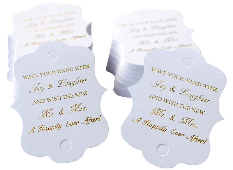 Kingsnow 100 Pack Wedding Ribbon Wand Favor Tags, Ribbon Wands Send Off Tag Exit Wand Tags for Wedding Wands - Image 1
